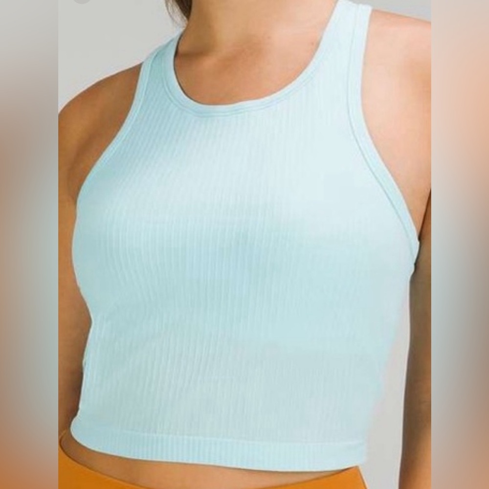 Lululemon Icy Bkue Cropped Racerback Tank Top